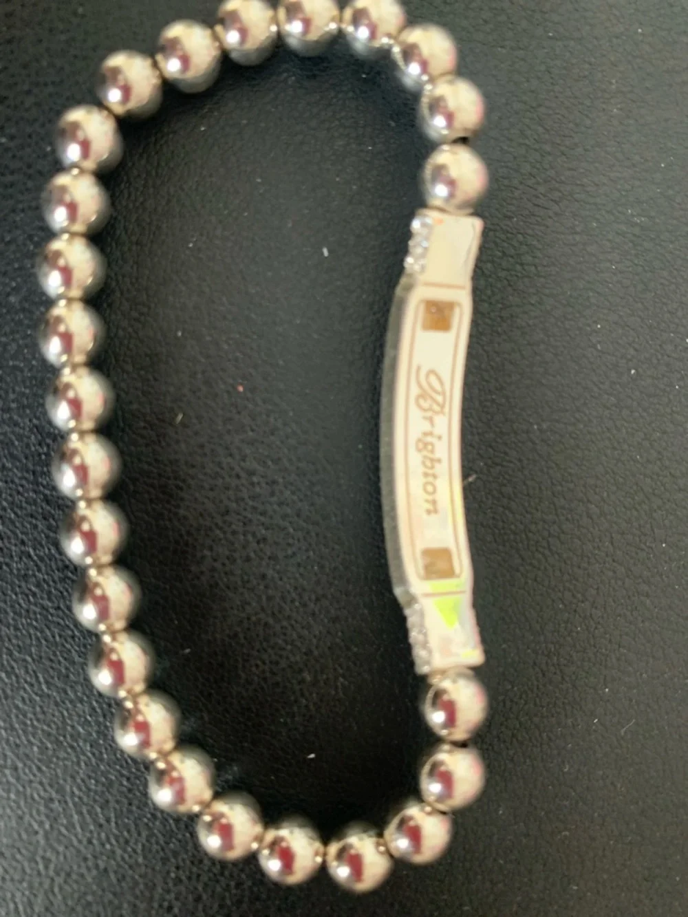 Brighton Silver-Tone Beaded ID Stretch Bracelet
